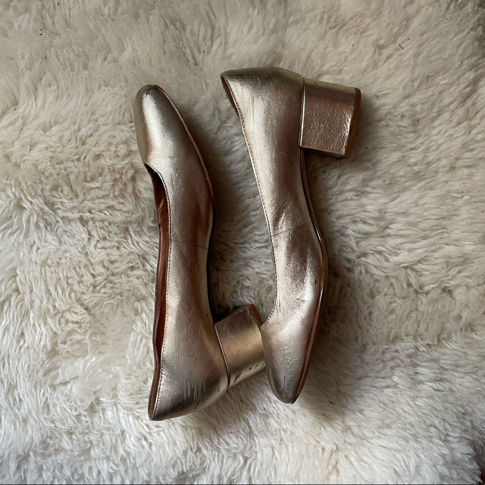 Madewell Gold Kitten Heel Ballet Slippers - Size 9.5